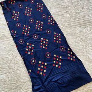 Royal Blue Vintage Geometric Patterned Scarf